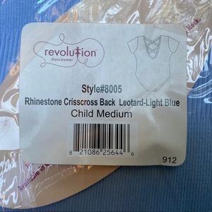 Rhinestone Crisscross Back Leotard-Light Blue